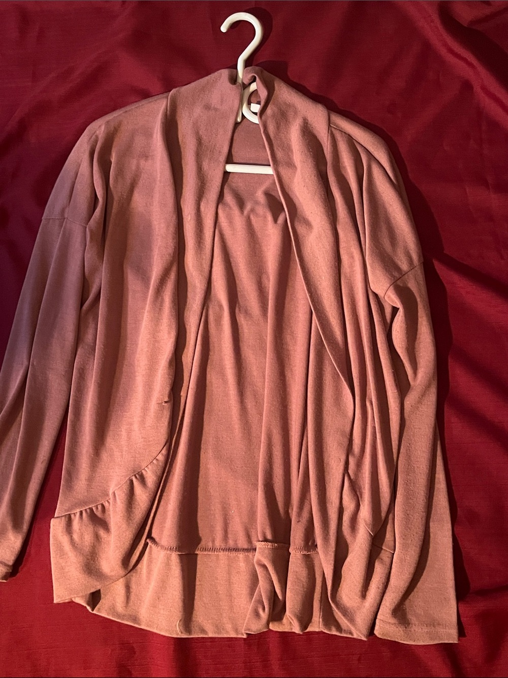 Womens Dusty Rose Open Front Cardigan